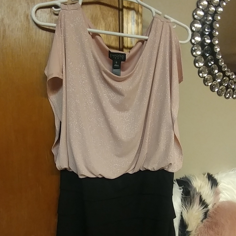 Blush pink and black dress